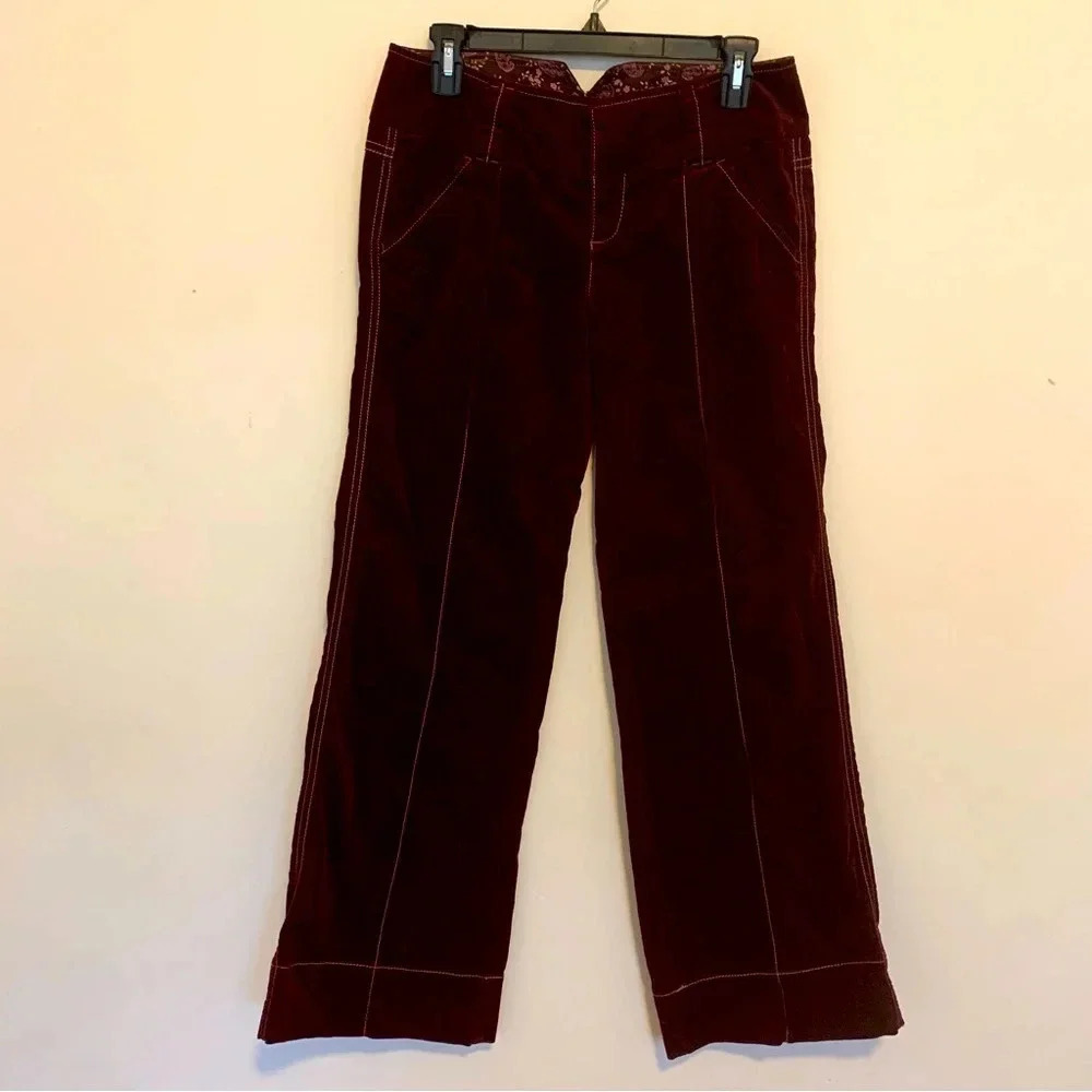 Free People Y2K Corduroy Wide Leg Low Rise Pants Berry Colored Size 4 - Picture 2 of 13